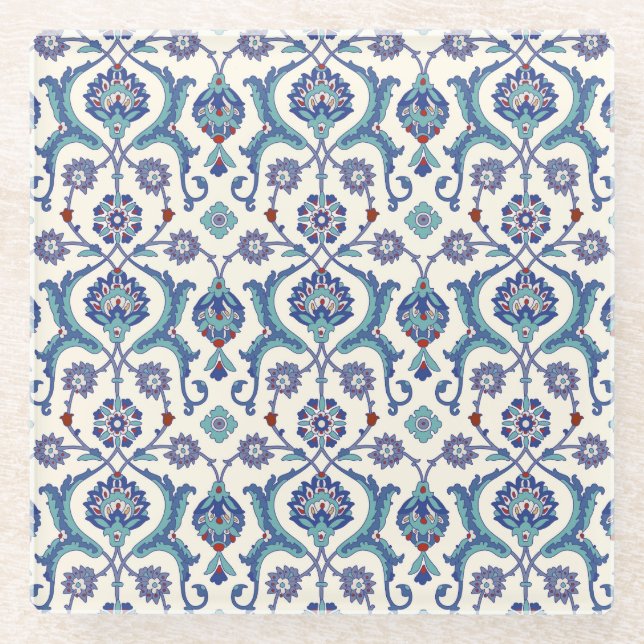 Blumendekoration: Traditionelles arabisches Muster Glasuntersetzer (Vorderseite)