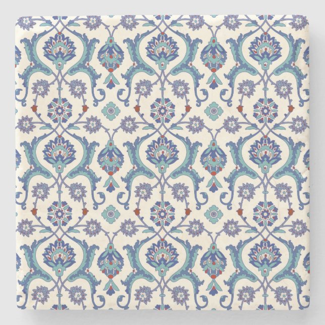 Blumendekoration: Traditionelles arabisches Muster Steinuntersetzer (Vorderseite)