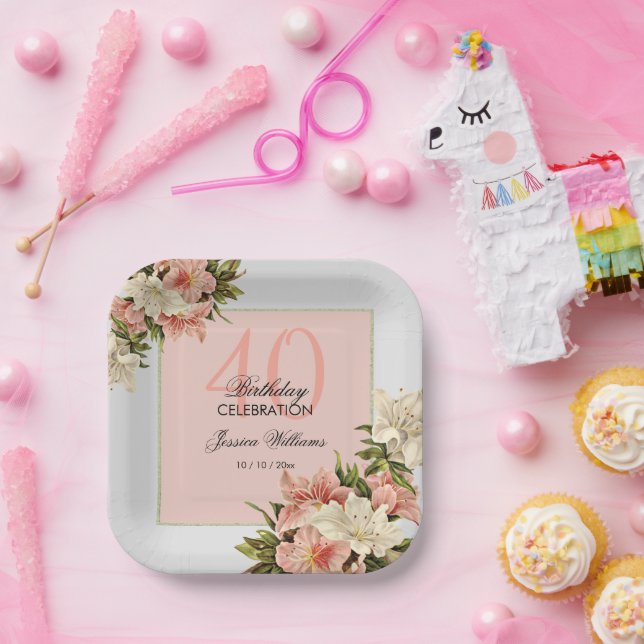 Blumendekorationen Weibliche Geburt Pappteller (Party)