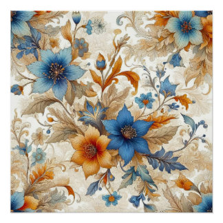 Blumendesign 2 - AI - Kunstwerk Poster