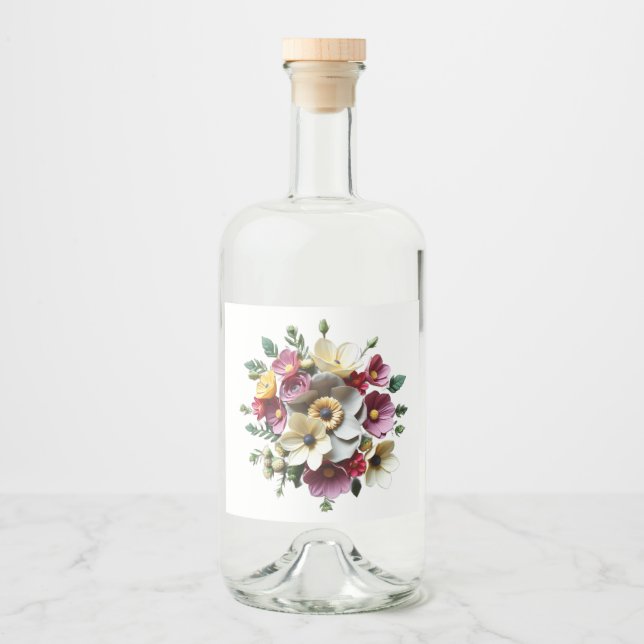 Blumendesign Alkoholflaschenetikett (Vorderseite)