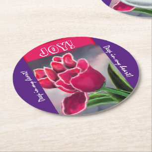 Blumendesign am Geburtstag, personalisieren Typogr Runder Pappuntersetzer