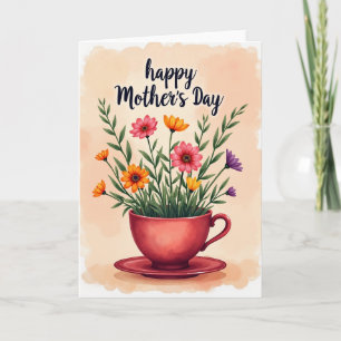 Blumendesign auf Teetasse Karte