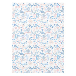 Blumendesign Boho Blockdruck blau rosa Mädchenhaft Tischdecke