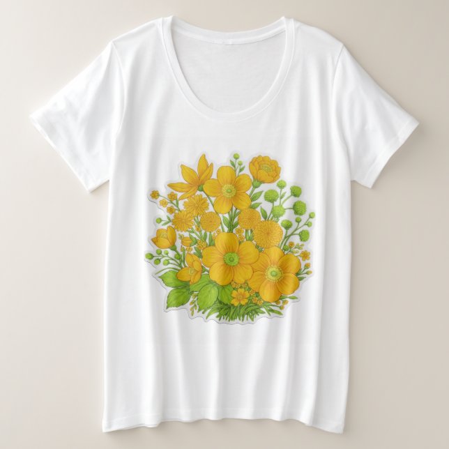 Blumendesign-Druckkunst  Große Größe T-Shirt (Design vorne)