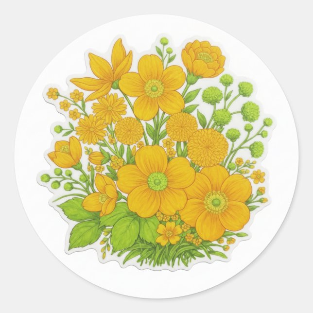 Blumendesign-Druckkunst  Runder Aufkleber (Vorderseite)