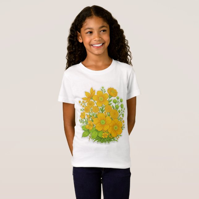 Blumendesign-Druckkunst  T-Shirt (Vorne ganz)