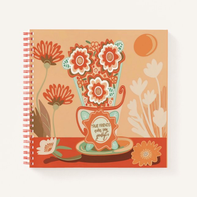 Blumendesign im einzigartigen Stil Spiralblock Notizbuch (Vorderseite)