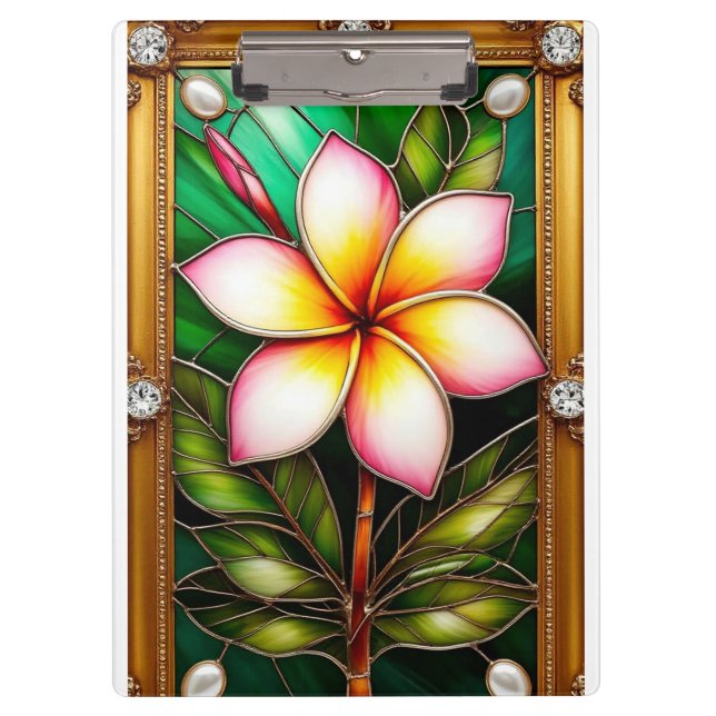 Blumendesign im goldenen Rahmen Klemmbrett (Vorderseite)