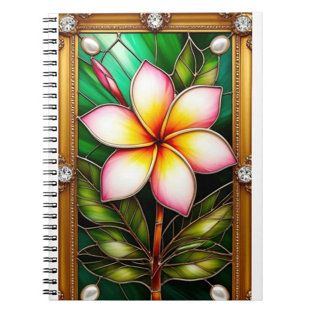 Blumendesign im goldenen Rahmen Notizblock (Vorderseite)
