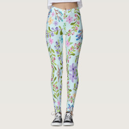 Blumendesign im Sommer mit glänzenden grünen Blätt Leggings