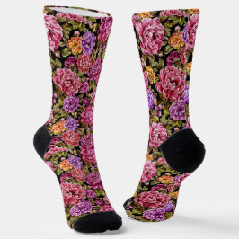 Blumendesign in rosa und Lila Socken