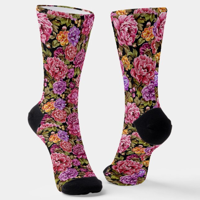 Blumendesign in rosa und Lila Socken (Gewinkelt)