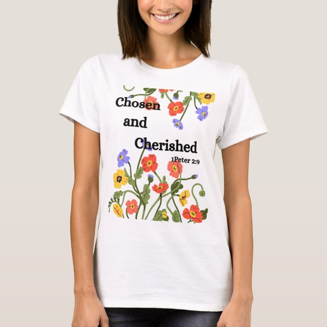 Blumendesign mit Bibelverse T-Shirt (Vorderseite)