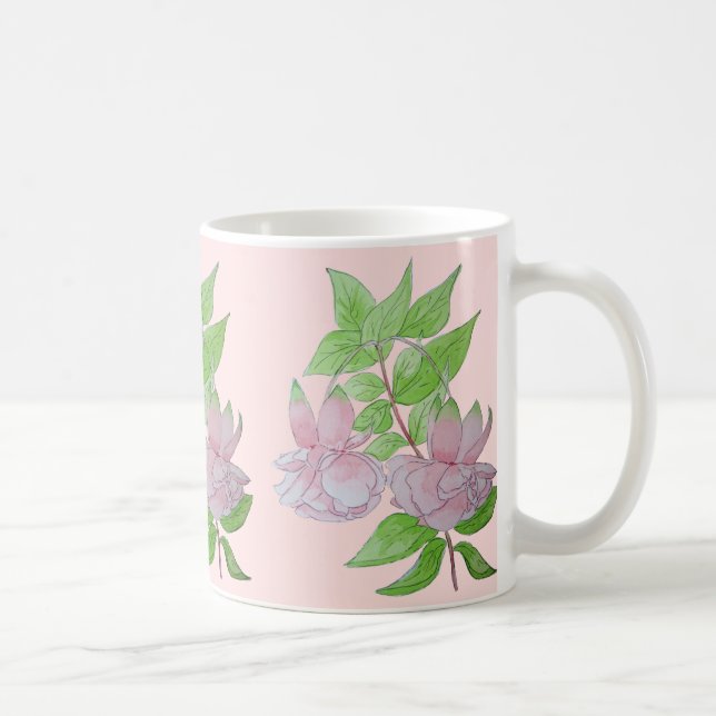 Blumendesign mit hübsch rosa Blume Kaffeetasse (Rechts)