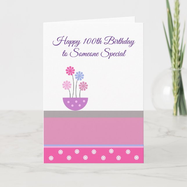 Blumendesign Personalisiert 100. Geburtstag Karte (Vorderseite)
