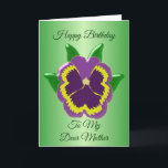 Blumendesign Personalisiert Mutter Geburtstag Karte<br><div class="desc">Grußkarten-Pansy Design Mutter Geburtstagskarte. Sie können diese Geburtstagskarte der Mütter mit jedem beliebigen Text anpassen und dann ausdrucken und Ihnen zuschicken lassen oder sie sofort herunterladen. Sollten Sie Hilfe bei der Anpassung benötigen, kontaktieren Sie uns über den Link auf dieser Seite. Blumendesign personalisiert Muttertagskarte, die Sie drucken oder sofort herunterladen...</div>