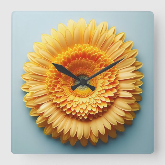 Blumendesign Quadratische Wanduhr (Vorderseite)