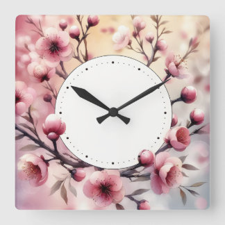 Blumendesign Quadratische Wanduhr