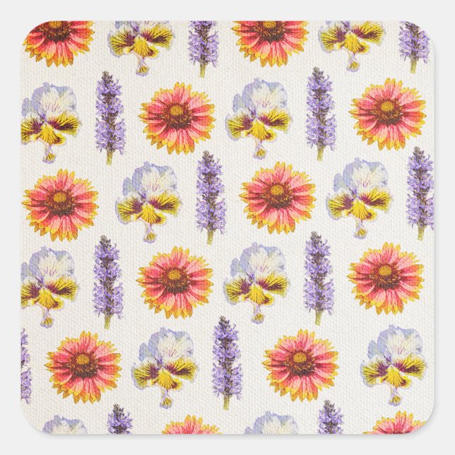 Blumendesign Quadratischer Aufkleber (Vorderseite)
