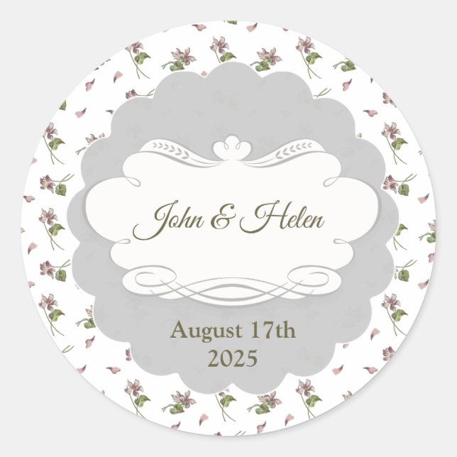 Blumendesign Runder Aufkleber (Vorderseite)