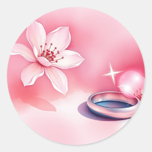 Blumendesign: Zeitlose Schönheit und Eleganz Runder Aufkleber