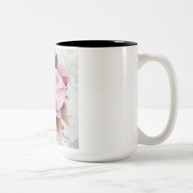 Blumendesign  zweifarbige tasse (Rechts)
