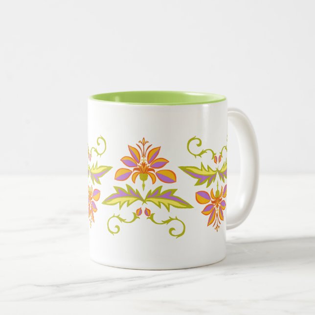 Blumendesign Zweifarbige Tasse (VorderseiteRechts)