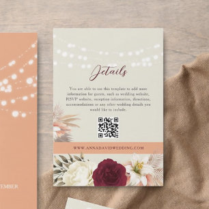 Blumendetails QR-Code für die Hochzeit Begleitkarte