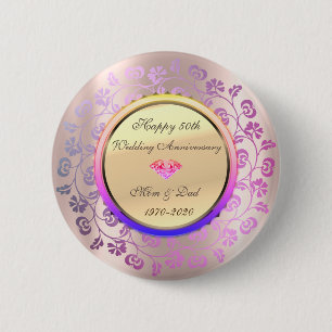 Blumendiamant Rose Gold 50. Hochzeitstag Button