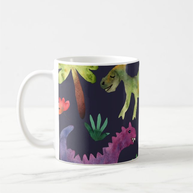 Blumendinosaurier: Design der Aquarellstoffe Kaffeetasse (Links)