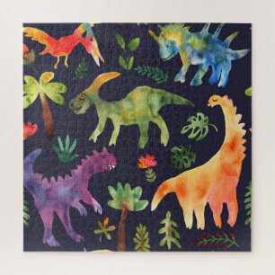 Blumendinosaurier: Design der Aquarellstoffe Puzzle