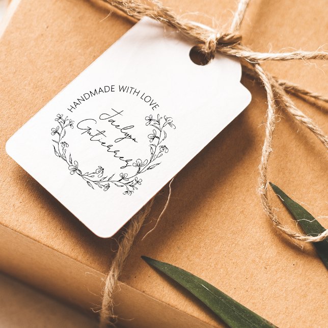 Blumendoodle mit Liebe handgefertigt Gummistempel (Floral Doodle Handmade With Love Rubber Stamp)