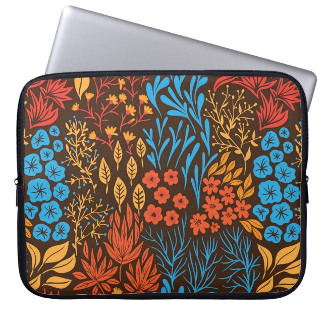 Blumendoodles dunkel laptopschutzhülle (Vorderseite)