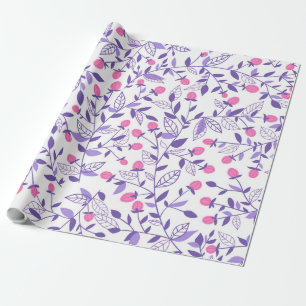 Blumendoodles, rosa und violett geschenkpapier