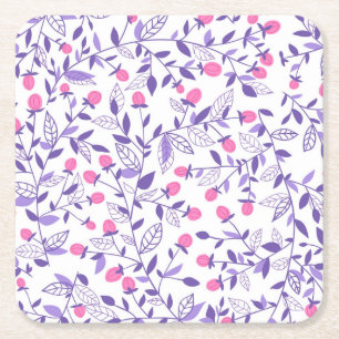 Blumendoodles, rosa und violett rechteckiger pappuntersetzer