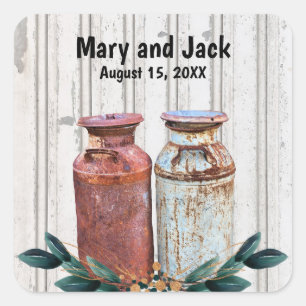 Blumendosen im Vintage-Landhausstil Quadratischer Aufkleber