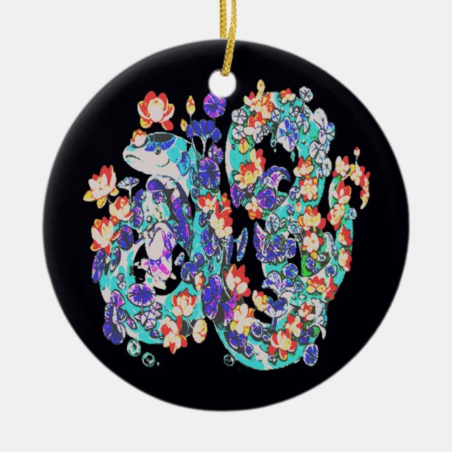 Blumendrache Keramik Ornament (Vorne)