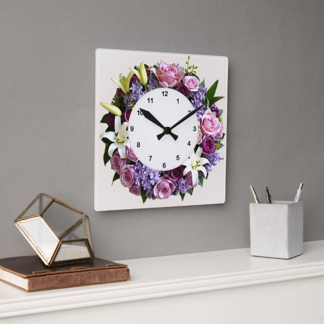 Blumendrainhalterung Quadratische Wanduhr (Büro)