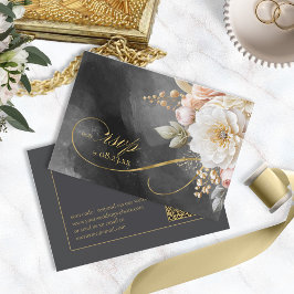 Blumendrama Hochzeit QR Code Kohle ID1022 RSVP Karte