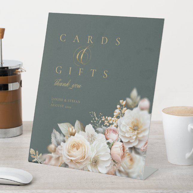 Blumendrama Wedding Cards Gifts Green ID1022 Sockelschild (In Situ)