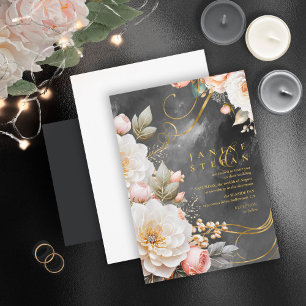 Blumendrama Wedding Charcoal-ID1022 Einladung