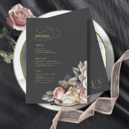 Blumendrama Wedding Menu, Kohle ID1022 Menükarte