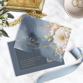 Blumendrama Wedding QR Code Blue ID1022 RSVP Karte