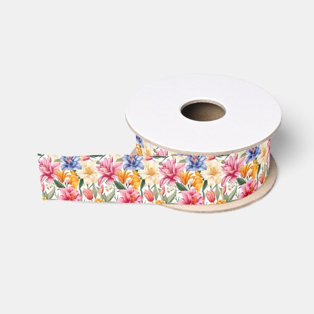 Blumendruck Grosgrain Ribbon Ripsband (Spule)