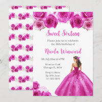 Blumendruck in Hot Pink Dress 16 . Geburtstag