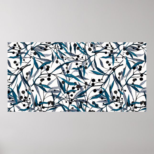 Blumendruck. Ornament Natürliche Kurven. Muster Poster (Vorne)