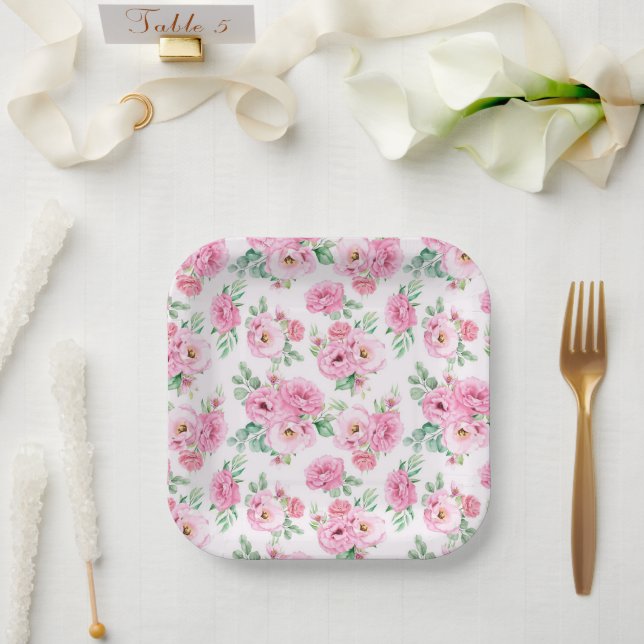 Blumendruck Pappteller (Hochzeit)