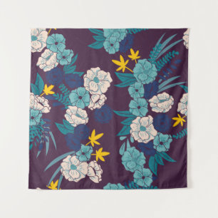 Blumendschungel mit Schlangen nahtlos, tropisch Wandteppich