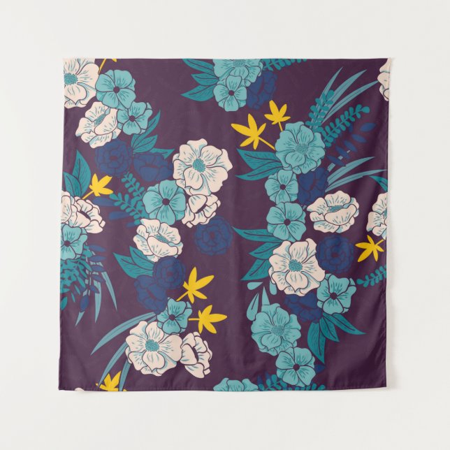 Blumendschungel mit Schlangen nahtlos, tropisch Wandteppich (Vorderseite)